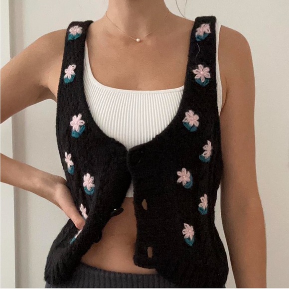 For Love and Lemons Floral Knit Vest - Picture 2 of 6
